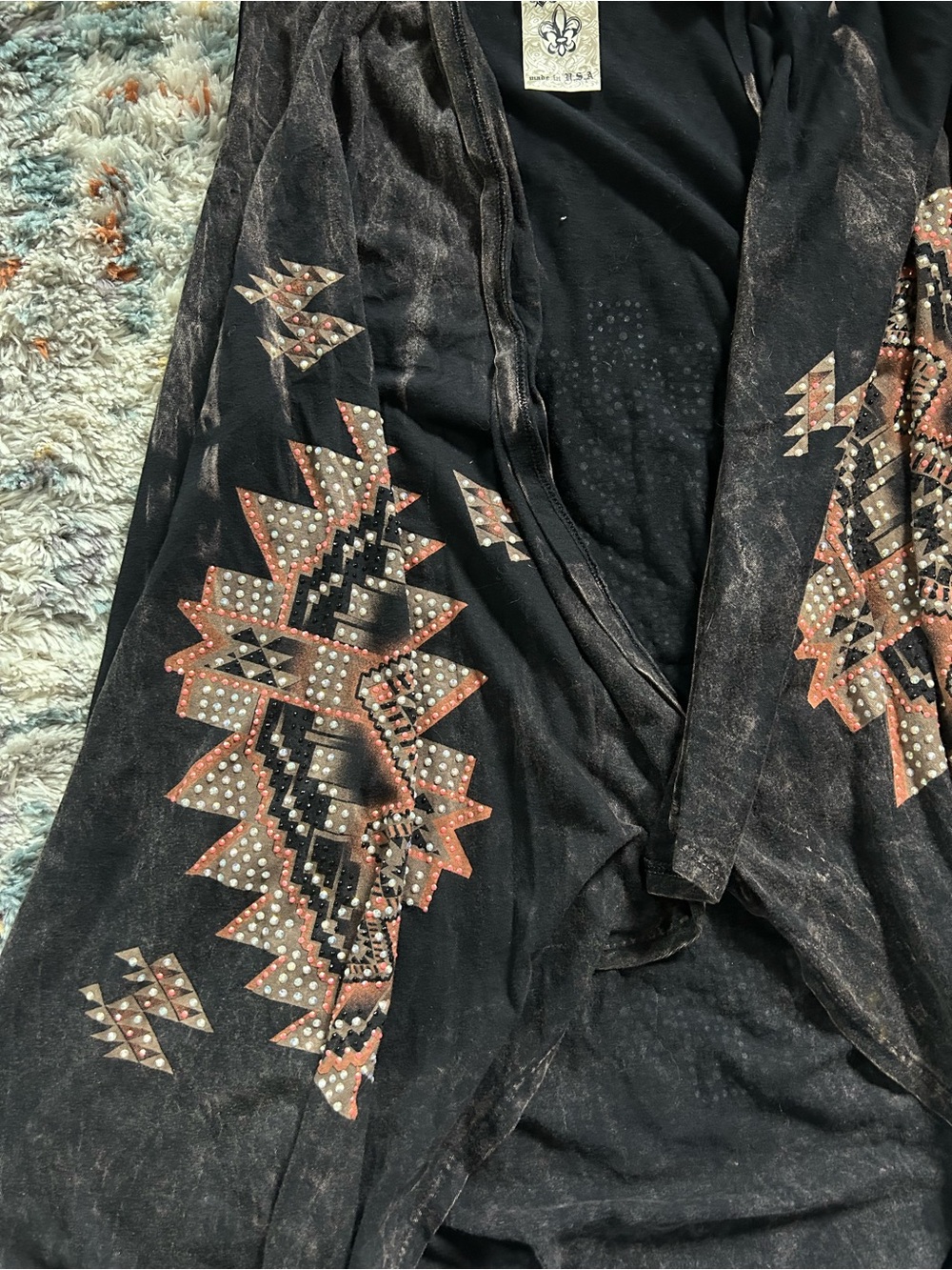 Vocal USA Studded Boho Cardigan with fringe